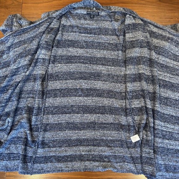 Barefoot Dreams Bamboo Chic Lite Blue Stripe Calypso Wrap Cardigan Sweater L/XL - Picture 3 of 14